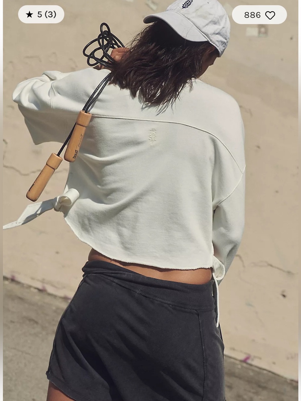 FP Movement by Free People Odette Pullover Small Side Tie Crop White sweatshirt - Picture 3 of 7